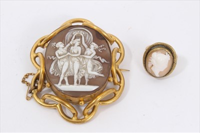 Lot 180 - Victorian Cameo brooch depicting the three graces, together with a cameo ring