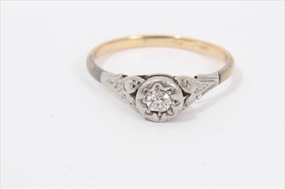 Lot 182 - 18ct gold diamond single stone ring in platinum illusion setting