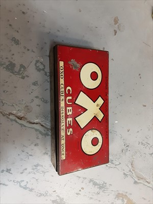 Lot 502 - A selection of 'Oxo Cubes' enamel tins, ephemeral games and other sundry items