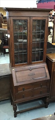 Lot 929 - 1920's oak bureau bookcase