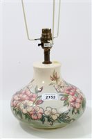 Lot 2153 - Moorcroft pottery table lamp with floral...