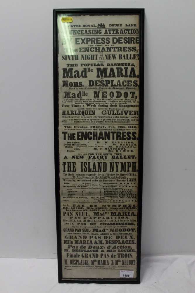 Lot 1885 - Drury Lane Theatre Royal 1846 framed bill