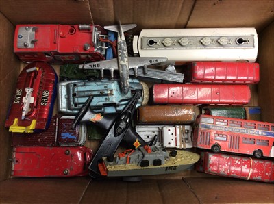 Lot 412 - Box of mixed dinky cars, boats and planes