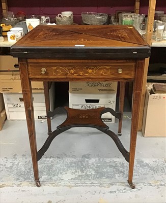 Lot 965 - Edwardian rosewood and inlaid envelope card table