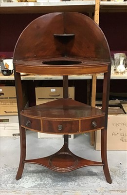 Lot 967 - Regency mahogany bowfront corner wash stand