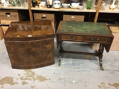 Lot 968 - Walnut commode and low leather topped drop leaf table (2)