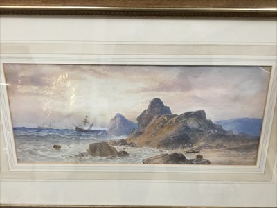 Lot 256 - English School, circa 1890, watercolour - Figures on the coast