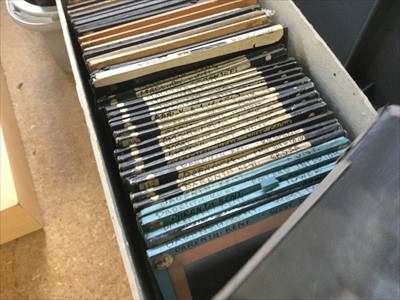 Lot 1960 - Antique magic lantern with a collection of glass lantern slides