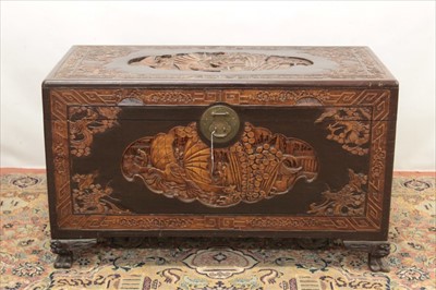 Lot 1297 - Early 20th century carved Chinese camphor box