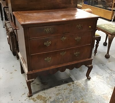 Lot 943 - 18th century and later walnut chest on stand with two short and two long drawers on cabriole legs