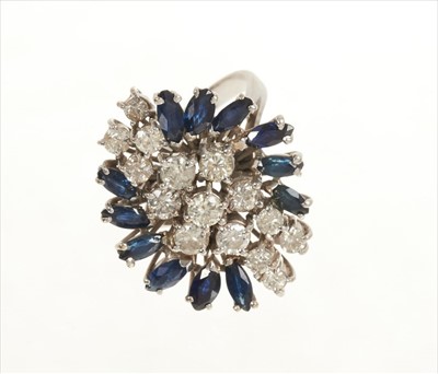 Lot 461 - 18ct white gold diamond and sapphire cocktail ring, estimated total diamond weight approximately 1.3cts