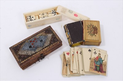 Lot 662 - 19th century set miniature playing cards in original strawwork book cover