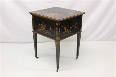 Lot 1316 - Fine quality early 20th century metamorphic drinks cabinet with chinoiserie ornament