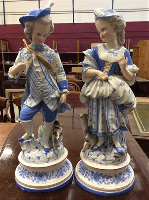 Lot 20 - Pair of Sitzendorf porcelain figures and four others