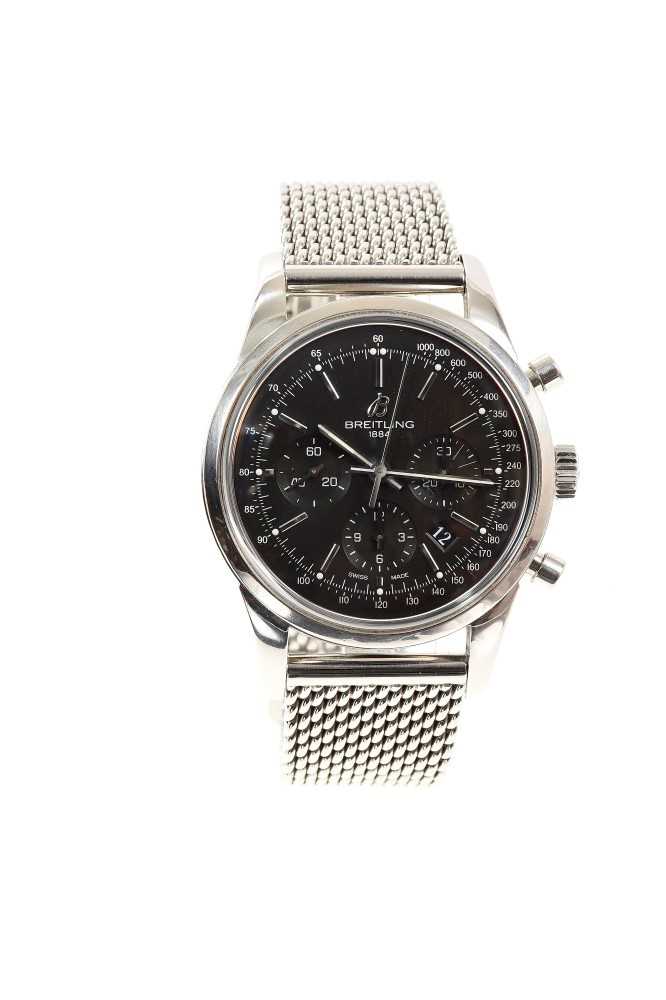 Lot 561 - Breitling Transocean Chronograph stainless steel wristwatch