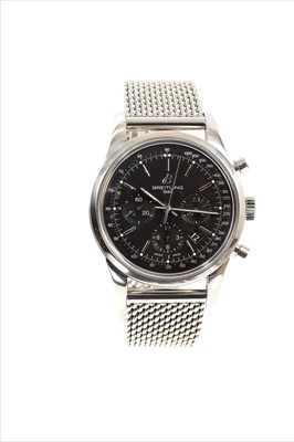 Lot 561 - Breitling Transocean Chronograph stainless steel wristwatch