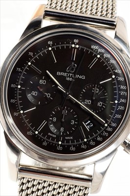 Lot 561 - Breitling Transocean Chronograph stainless steel wristwatch