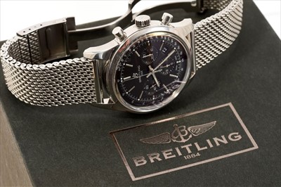 Lot 561 - Breitling Transocean Chronograph stainless steel wristwatch