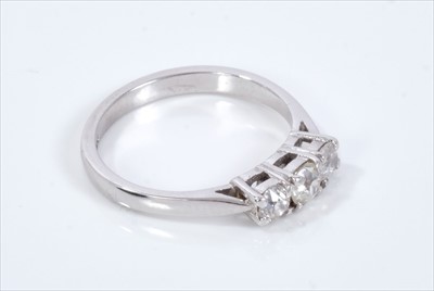 Lot 468 - 18ct white gold diamond three stone ring approximately 0.51cts