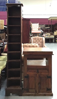 Lot 932 - Narrow hardwood bookcase with eight fixed shelves together with a television unit (2)