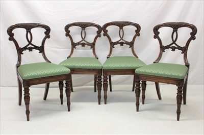 Lot 1284 - Good set of four Regency rosewood dining chairs