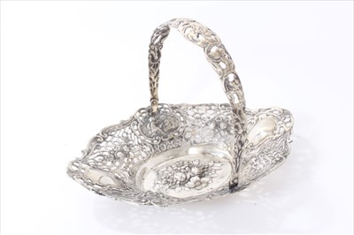 Lot 217 - Contemporary Finnish silver swing handled dish of oval form  date letters K7 .