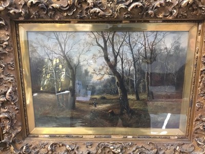 Lot 257 - English School, early 20th century, oil on canvas - wooded landscape