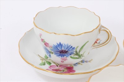 Lot 152 - Set of six 19th century Meissen floral painted cups and five saucers