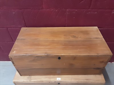 Lot 855 - Nest of three teak chests with metal side handles