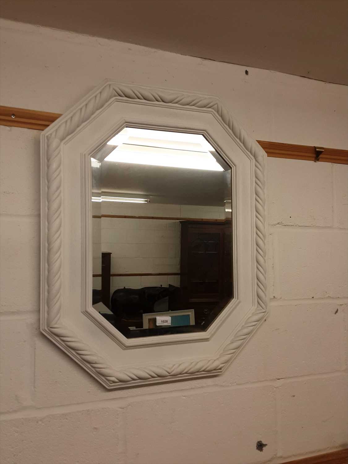 Lot 1028 - White painted octagonal wall mirror