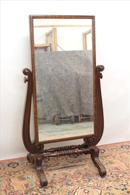 Lot 1330 - 19th century mahogany cheval mirror