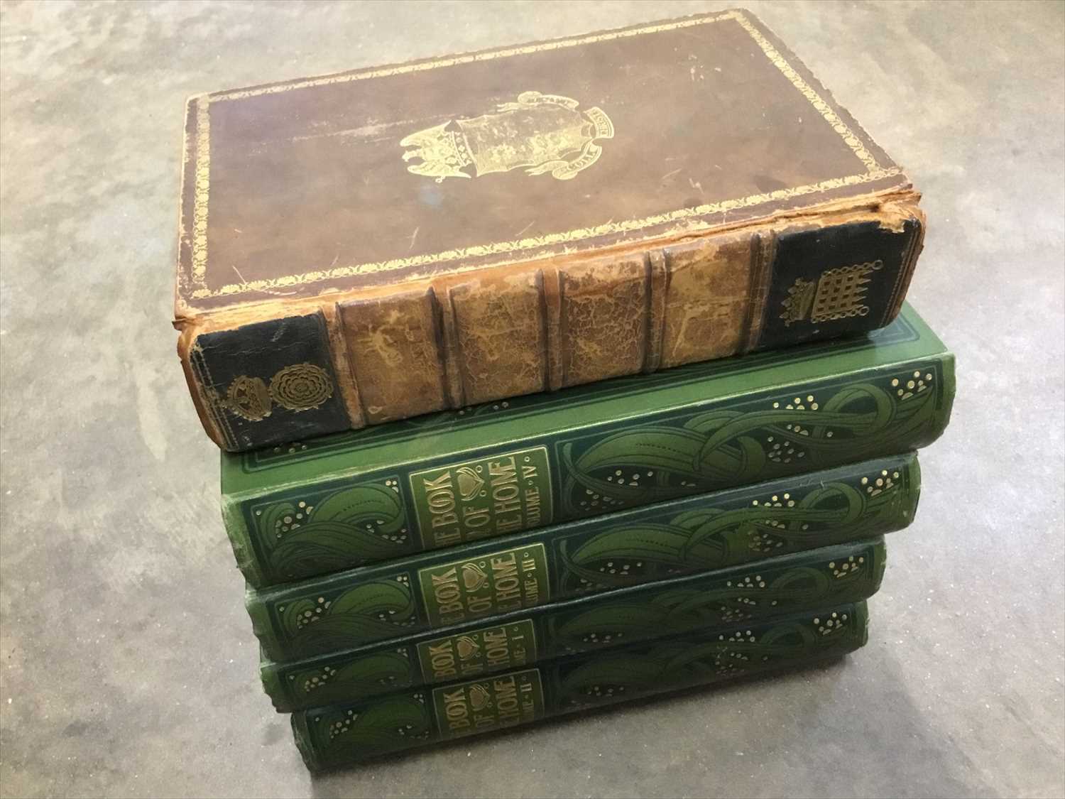 Lot 153 - The Book of the Home, four volumes, edited by H. C. Davison, published Gresham, cloth binding, together with Chr. Gotta. Haynes - P. Virgilii Maronis Opera, 1793, calf blinding with unusual Royal a...