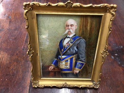 Lot 164 - Portrait miniature on ivory of a Gentleman in Masonic regalia