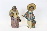 Lot 2185 - Two Lladro Gres figures - Mexican boy and girl...