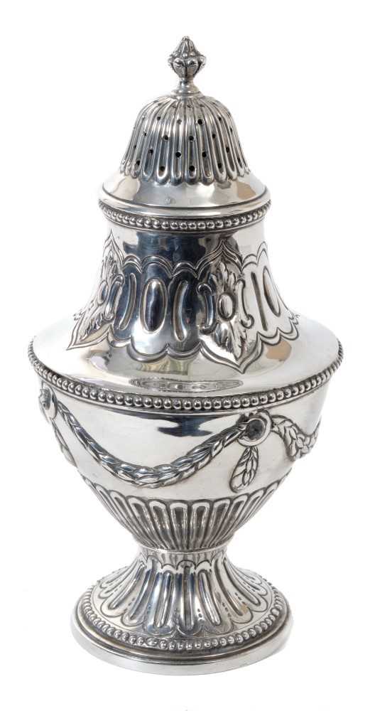 Lot 223 - Victorian silver sugar caster of baluster form.