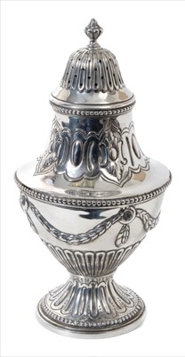 Lot 223 - Victorian silver sugar caster of baluster form.