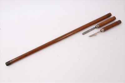 Lot 751 - Unusual 19th century  K.K. Patent walking stick containing a knife and fork