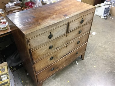 Lot 994 - 19th century mahogany chest of two short and three long drawers with brass ring handles on splayed bracket feet