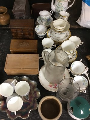 Lot 184 - Porcelain tea service, other china and glass, wooden boxes and cameras
