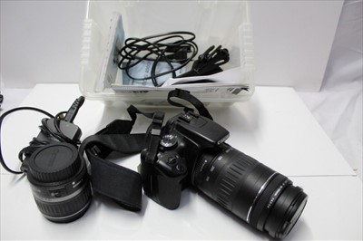 Lot 1800 - Canon EOS 400d digital camera with 90-300mm and 18-55mm zoom lenses and accessories