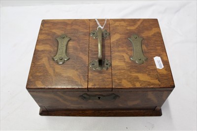 Lot 1886 - Early 20th century glass fronted smokers cabinet, and a locking cigarettes and cigars box