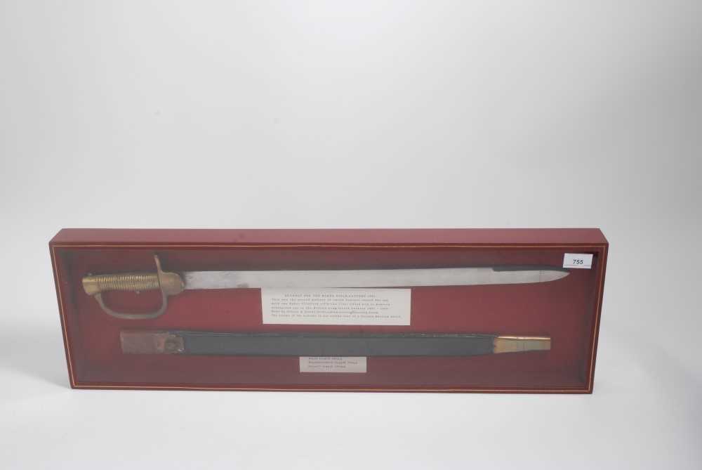 Lot 755 - Baker rifle bayonet in glazed case