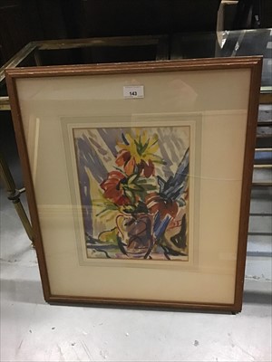 Lot 143 - Ethne Proyor (1886-1968) watercolour - still life 'The Mixed Bunch', in glazed frame 
 Proveneace: The Brook Street Art Gallery