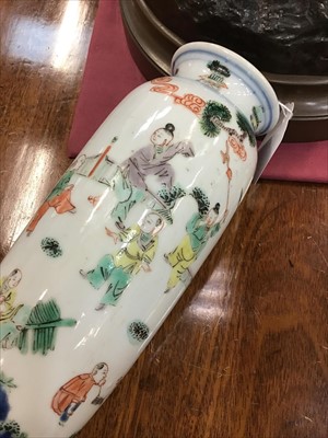 Lot 90 - Chinese Wucai sleeve vase, transitional style and possibly of the period