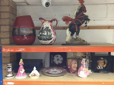 Lot 349 - Collection of assorted china to include large model of a rearing horse, Royal Albert, Royal Doulton character jug and other items