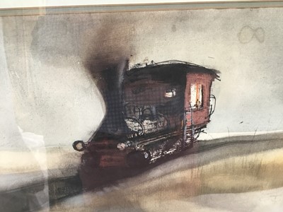 Lot 52 - Frederico Moroni (1914-2000) watercolour - Steam engine near Ravenna, signed, titled and inscribed, in glazed frame