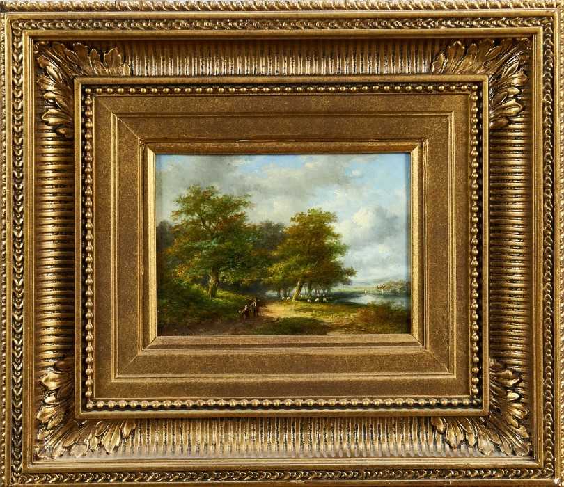 Lot 953 - Jan Morel II - oil on panel landscape with