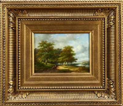 Lot 973 - Jan Morel II - oil on panel landscape with figures