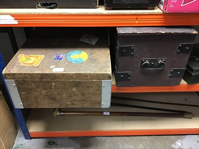 Lot 382 - Vintage RAF wooden box, together with another wooden box and other items