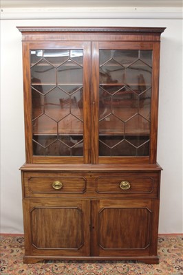 Lot 1288 - Regency mahogany bureau bookcase